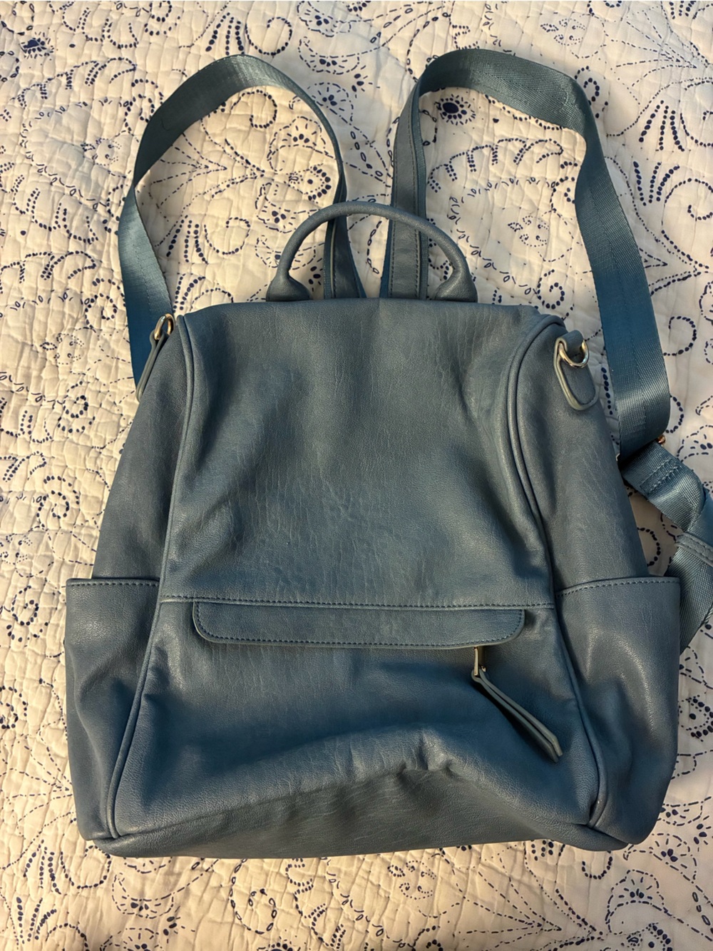 Madison West Blue Leather Backpack